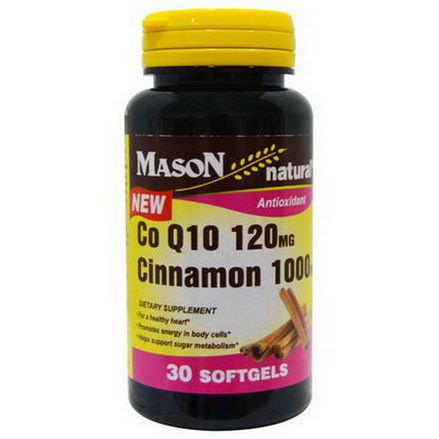 Mason Vitamins, Co Q10 120mg, Cinnamon 1000mg, 30 Softgels