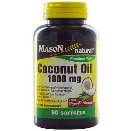 Mason Vitamins, Coconut Oil, 1000mg, 60 Softgels