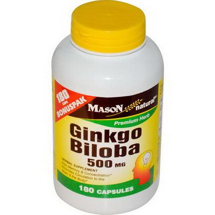 Mason Vitamins, Ginkgo Biloba, 500mg, 180 Capsules