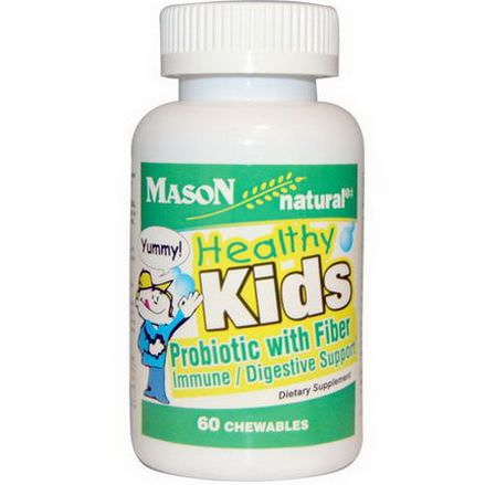 Mason Vitamins, Healthy Kids Probiotic With Fiber, 60 Chewables