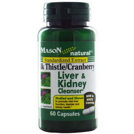 Mason Vitamins, Milk Thistle/Cranberry, Liver&Kidney Cleanser, 60 Capsules