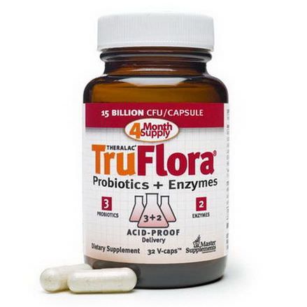 Master Supplements, TruFlora, Probiotics Enzymes, 32 Vcaps
