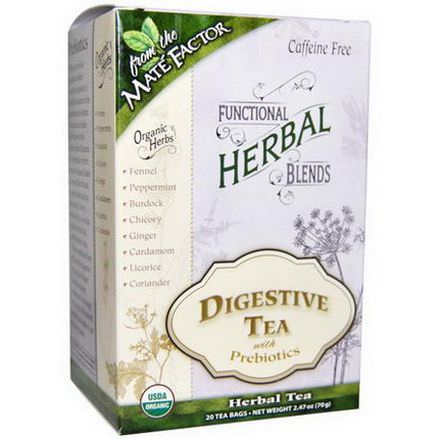 Mate Factor, Organic Functional Herbal Blends, Digestive Tea with Prebiotics, 20 Tea Bags 3.5g Each