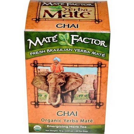 Mate Factor, Organic Yerba Mate, Chai, 20 Tea Bags 70g