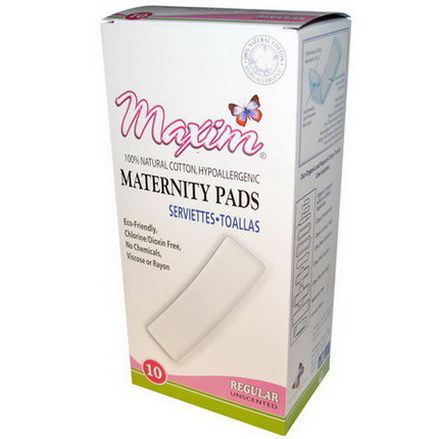 Maxim Hygiene Products, Maternity Pads, Regular Unscented, 10 Pads