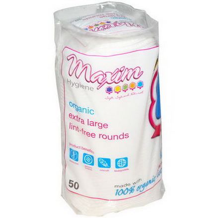 Maxim Hygiene Products, Organic Extra Large Lint-Free Rounds, 50 Count