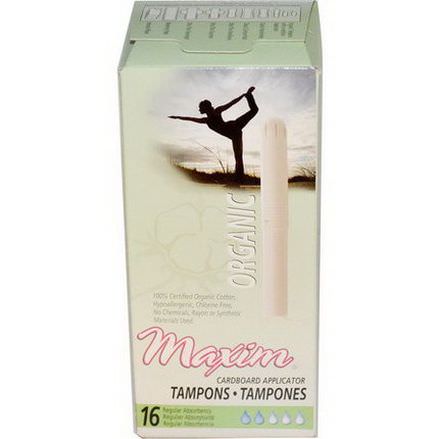 Maxim Hygiene Products, Organic Tampons with Cardboard Applicator, Regular, 16 Tampons
