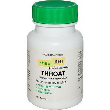 MediNatura, BHI, Throat, Homeopathic Medication, 100 Tablets
