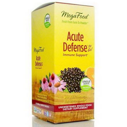 MegaFood, Acute Defense To Go, with Black Elderberry, Echinacea&Vitamin C, 15 Packets, 2.6g Each