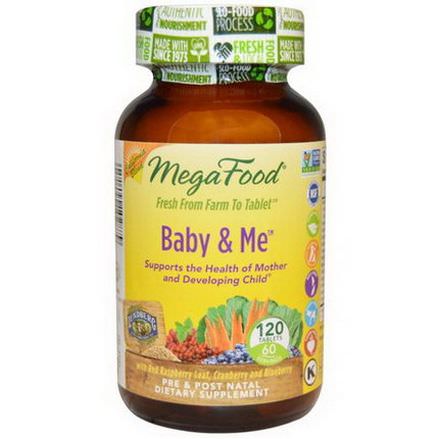 MegaFood, California Blend, Baby&Me with Red Raspberry Leaf, Cranberry and Blueberry, 120 Tablets
