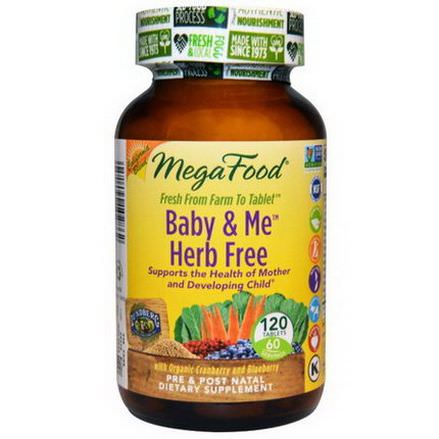 MegaFood, Baby&Me Herb Free, California Blend, Pre&Post Natal, 120 Tablets
