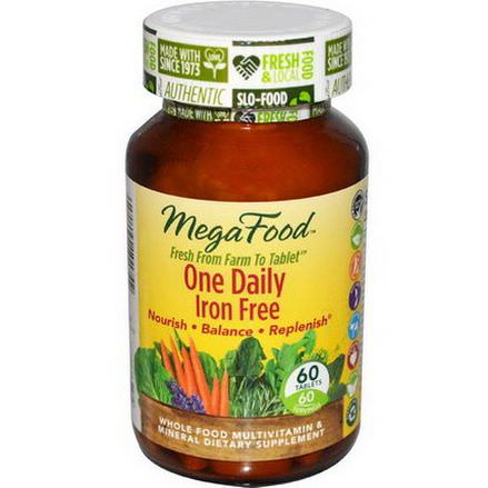 MegaFood, One Daily Iron Free, 60 Tablets