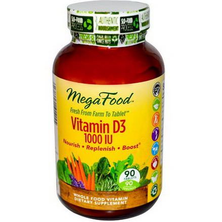 MegaFood, Vitamin D3, 1000 IU, 90 Tablets