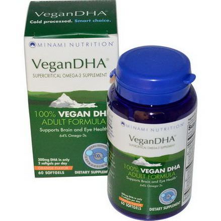 Minami Nutrition, VeganDHA, Supercritical Omega-3 Supplement, Orange Flavor, 60 Softgels