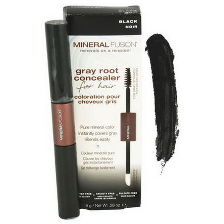 Mineral Fusion, Gray Root Concealer for Hair, Black 8g