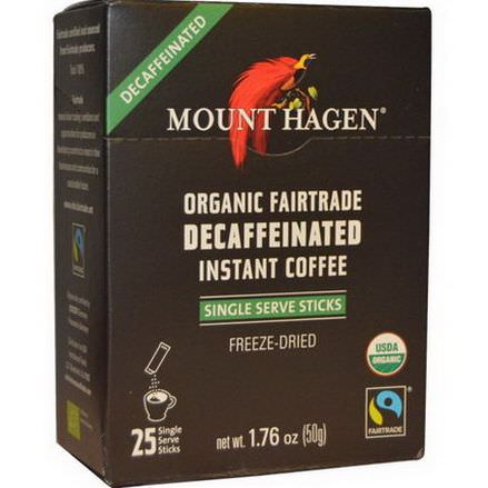 Mount Hagen, Organic Fairtrade Instant Decaffeinated Iinstant Coffee, 25 Sticks 50g