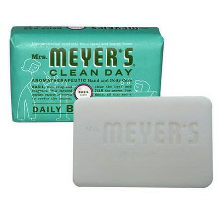Mrs. Meyers Clean Day, Daily Bar Soap, Basil Scent 150g