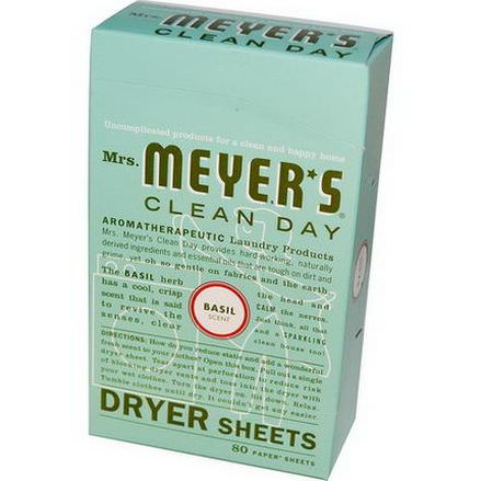 Mrs. Meyers Clean Day, Dryer Sheets, Basil Scent, 80 Sheets