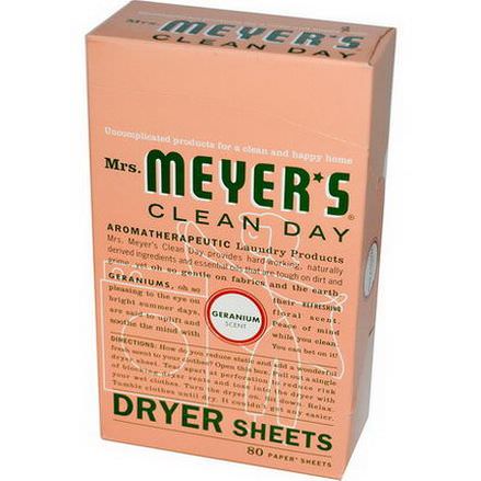 Mrs. Meyers Clean Day, Dryer Sheets, Geranium Scent, 80 Sheets