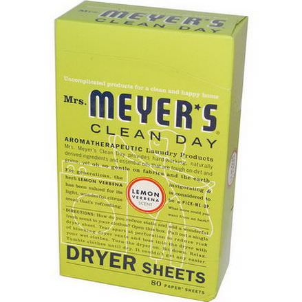 Mrs. Meyers Clean Day, Dryer Sheets, Lemon Verbena Scent, 80 Sheets
