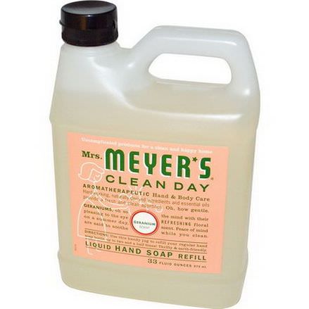 Mrs. Meyers Clean Day, Liquid Hand Soap Refill, Geranium Scent 975ml