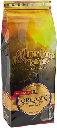 Mt. Whitney Coffee Roasters, Organic Ground Coffee, Shade Grown Sumatra Dark Roast 340g