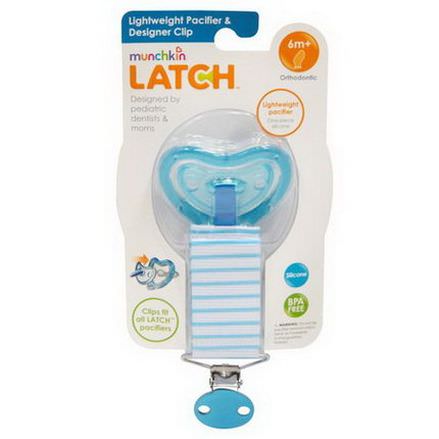 Munchkin, Latch, Lightweight Pacifier&Designer Clip, 6 Months, 1 Pacifier
