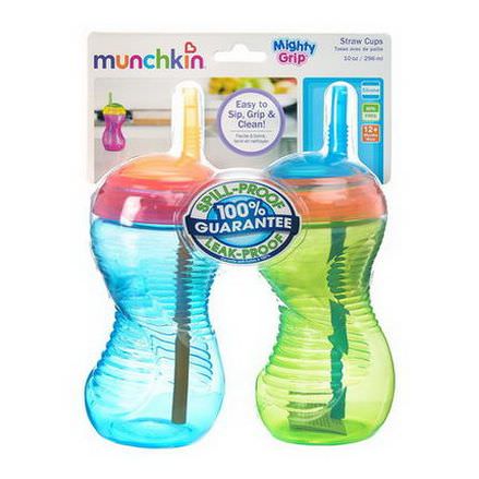 Munchkin, Mighty Grip, Straw Cups, 2 Pack 296ml Each