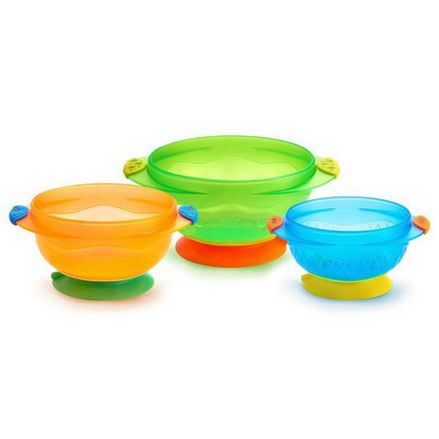Munchkin, Stay-Put Suction Bowls, 6 Months, 3 Bowls