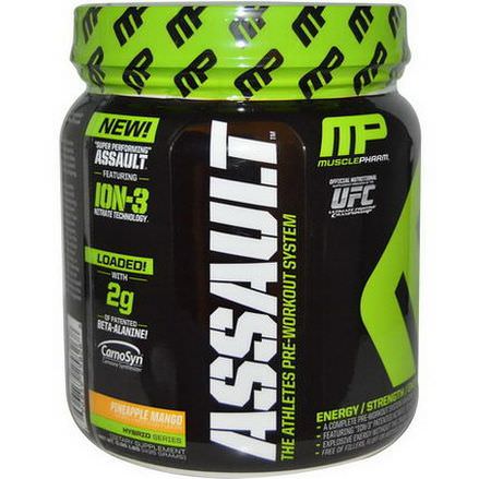 Muscle Pharm, Assault, The Athletes Pre-Workout System, Pineapple Mango 435g