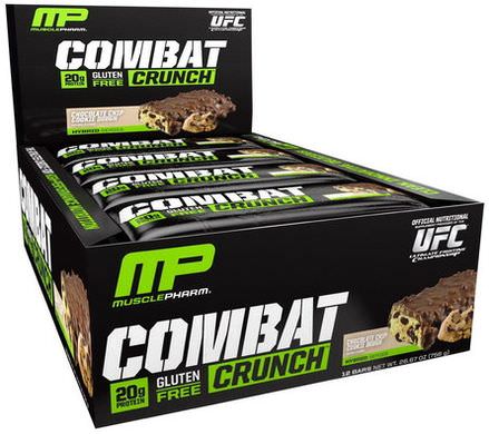 Muscle Pharm, Combat Crunch, Chocolate Chip Cookie Dough, 12 Bars, 63g Each