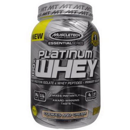 Muscletech, 100% Platinum Whey, Cookies and Cream 907g