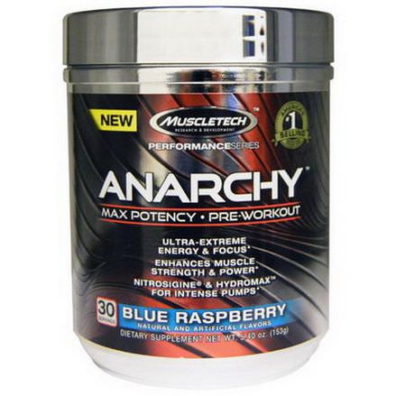 Muscletech, Anarchy, Max Potency, Pre-Workout, Blue Raspberry 153g