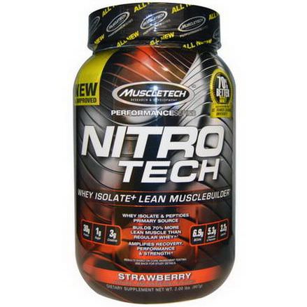 Muscletech, Nitro-Tech, Performance Series, Whey Isolate+ Lean Musclebuilder, Strawberry 907g