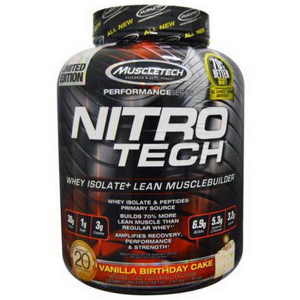 Muscletech, Nitro Tech, Whey Isolate+ Lean Musclebuilding, Vanilla Birthday Cake 1.80 kg