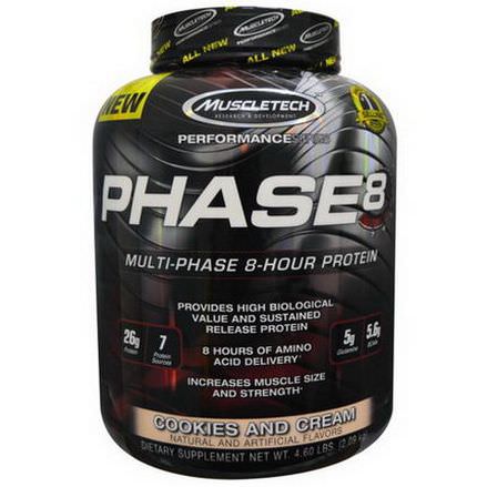 Muscletech, PHASE8, Multi-Phase 8-Hour Protein, Cookies and Cream 2.09 kg