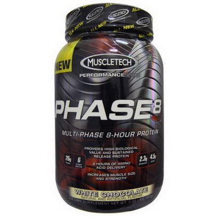 Muscletech, Phase 8, Multi-Phase 8-Hour Protein, White Chocolate 907g