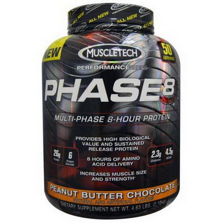 Muscletech, Phase8, Multi-Phase 8-Hour Protein, Peanut Butter Chocolate 2.10 kg