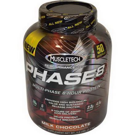 Muscletech, Phase8, Performance Series, Multi-Phase 8-Hour Protein, Milk Chocolate 2.1 kg