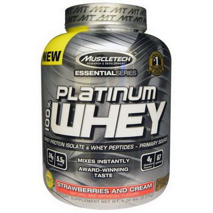 Muscletech, Strawberries and Cream Platinum 100% Whey Protein 2.27 kg