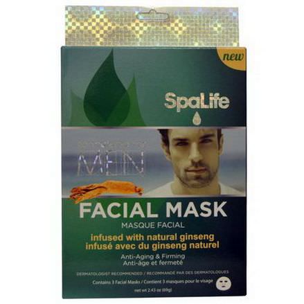 My Spa Life, Facial Mask, Formulated for Men, 3 Facial Masks