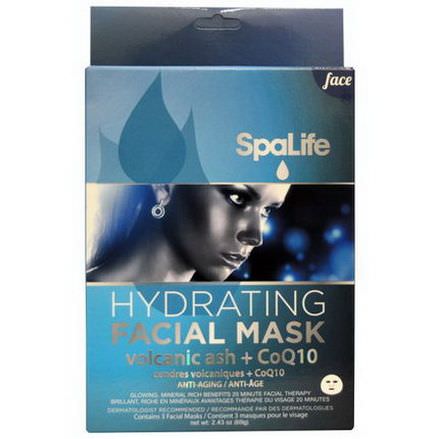 My Spa Life, Hydrating Facial Mask, Volcanic Ash CoQ10, 3 Facial Masks