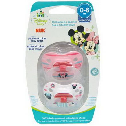 NUK, Disney Baby, Minnie Mouse Orthodontic Pacifier, 0-6 Months, 2 Pacifiers