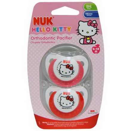 NUK, Hello Kitty Orthodontic Pacifier, 6-18 Months, 2 Pacifiers