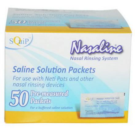Nasaline, Squip, Saline Solution Salt, 50 Pre-Measured Packets