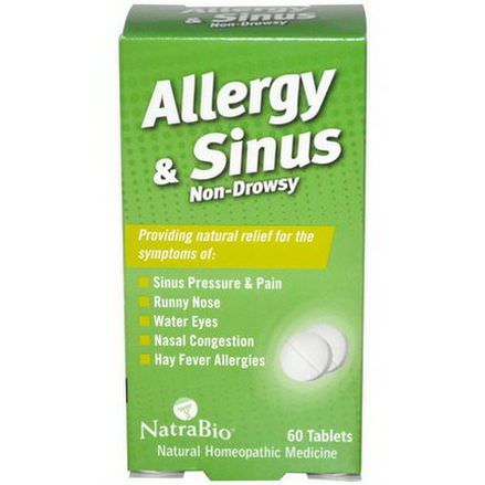 NatraBio, Allergy&Sinus, Non-Drowsy, 60 Tablets