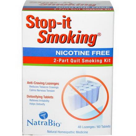 NatraBio, Stop-it Smoking, 2-Part Quit Smoking Kit, Nicotine Free, 48 Lozenges / 60 Tablets