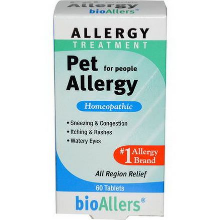 NatraBio, bioAllers, Allergy Treatment, Pet Allergy for People, 60 Tablets