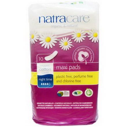 Natracare, Maxi Pads, Night Time, 10 Pads