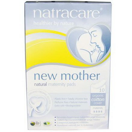 Natracare, New Mother, Organic Cotton Cover, Natural Maternity Pads, 10 Pads